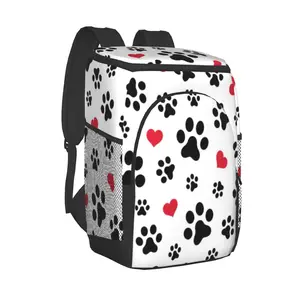 thermal backpack dogs cats paws heart love waterproof cooler bag large insulated bag picnic cooler backpack refrigerator bag free global shipping