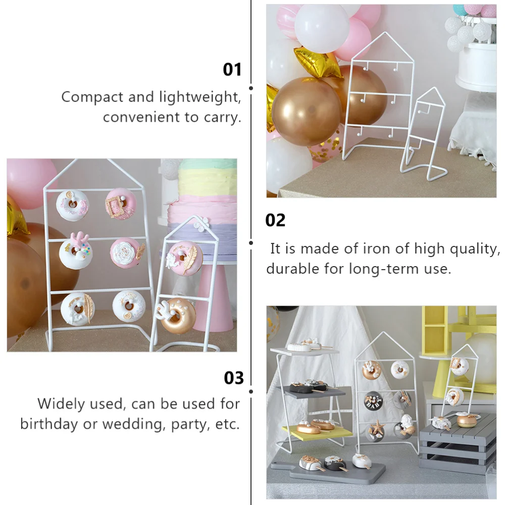 

1Pc Doughnut Display Rack Iron Art Dessert Holder Practical Home Keyring Hanger