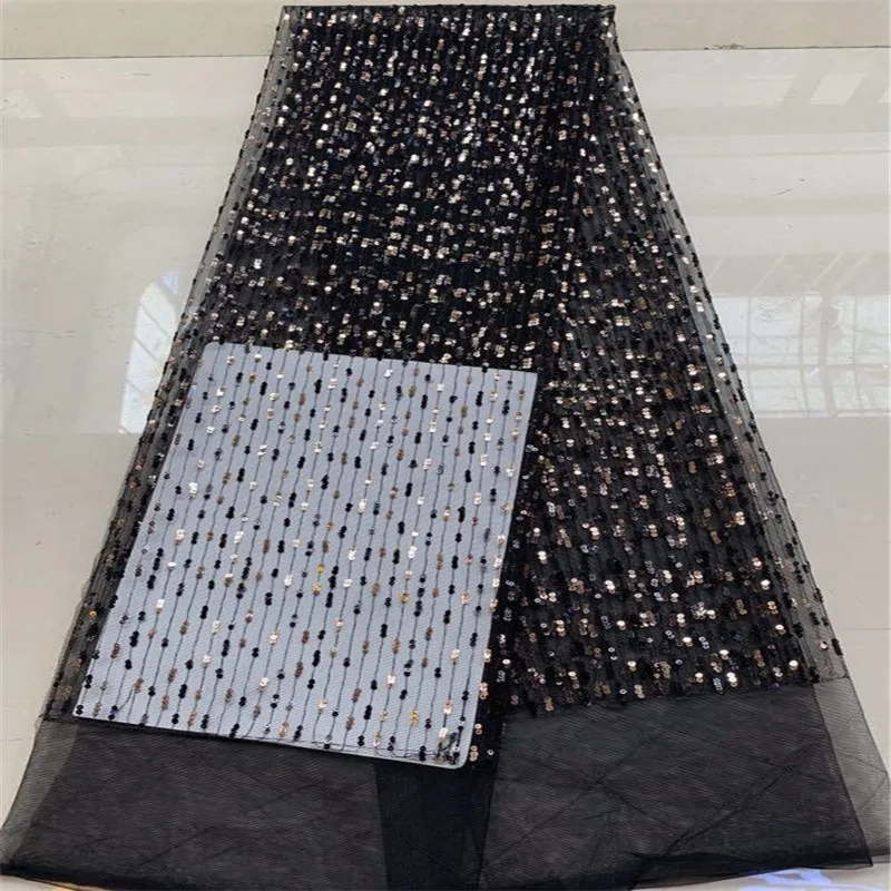 Нигерийская французская кружевная ткань с блестками африканский тюль голубого