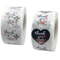 500pcsroll flower heart shaped thank you sticker baking wedding decoration sticker gift packaging sealing label dot stickers
