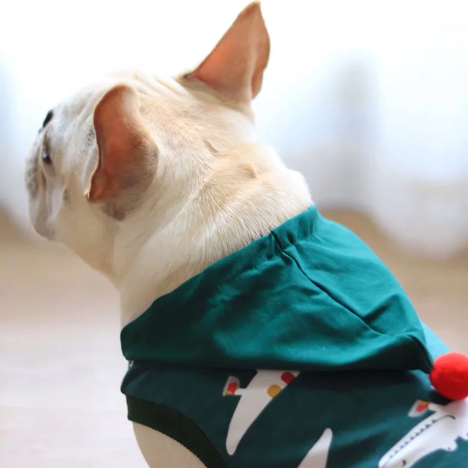 Французский бульдог Летний жилет для собаки футболка с капюшоном маленький