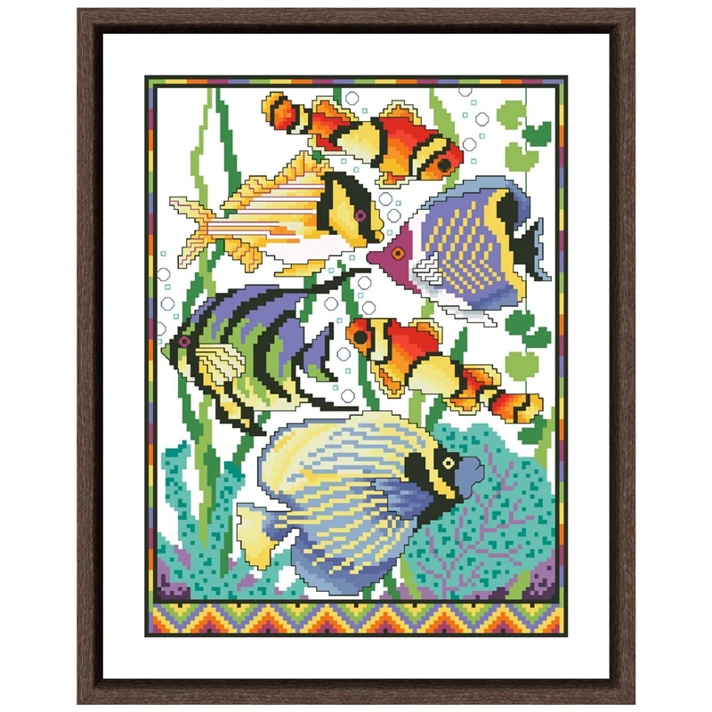 

Under the sea cross stitch kits fish animal pattern design 18ct 14ct 11ct unprint canvas embroidery DIY needlework