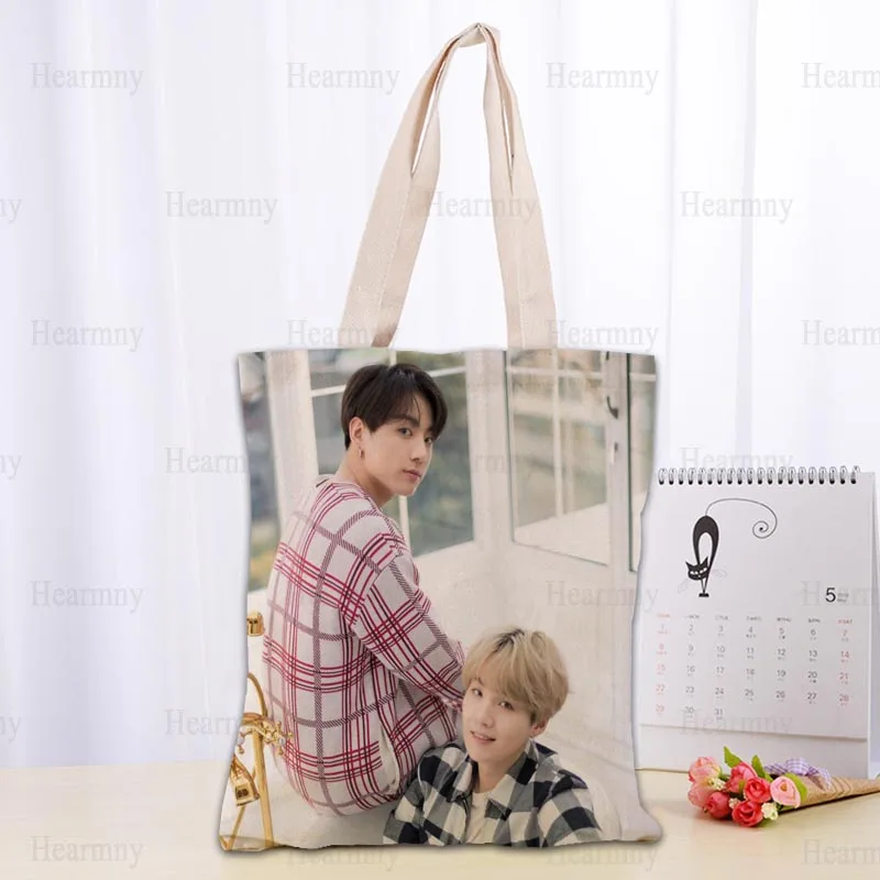 

Custom Agust.D Cotton Canvas Shopping Bags 30x35cm Tote Bag Reusable Handbag Women Shoulder Cloth Pouch Foldable 0409