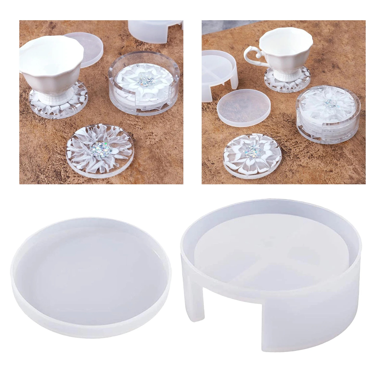 

Coaster Resin Molds, Coaster Molds with Coaster Storage Box Mold, Epoxy Resin Molds for Resin, Cups Mats, Home Decor