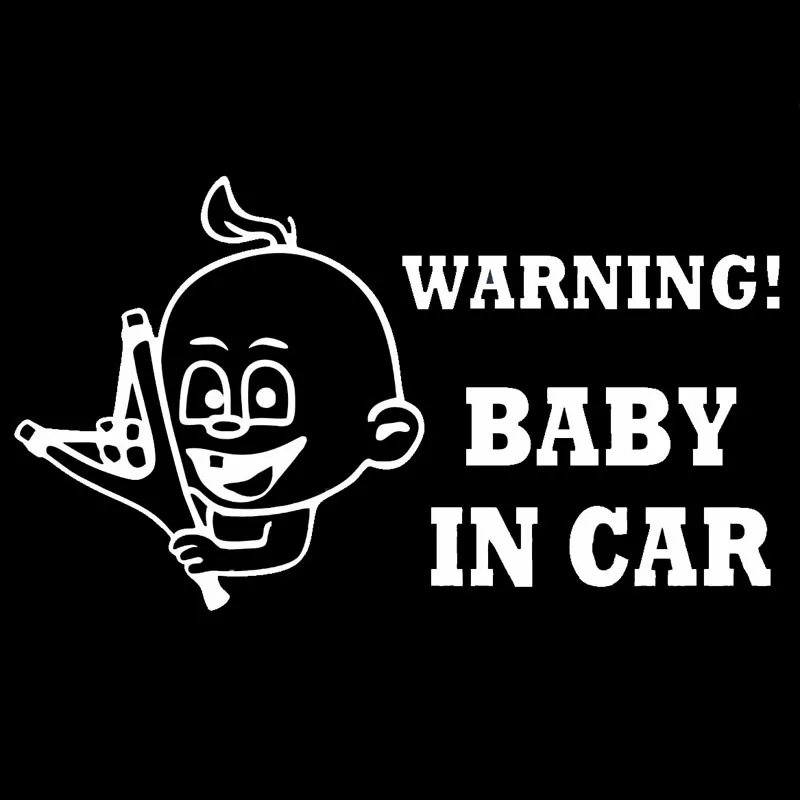 

Volkrays Funny Car Sticker Warning! Baby In Car Car Accessories Reflective Waterproof Vinyl Decal Black/Silver,9cm*17cm