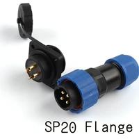 sp20 ip68 flange type waterproof connector plug and socket with 123456791214 pin cable connector