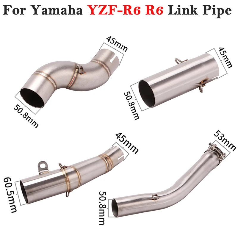 

Слипоны для мотоциклов Yamaha YZR-R6 R6 1998 - 2020 2021, Модифицированная средняя Соединительная труба 51 мм, глушитель 60 мм
