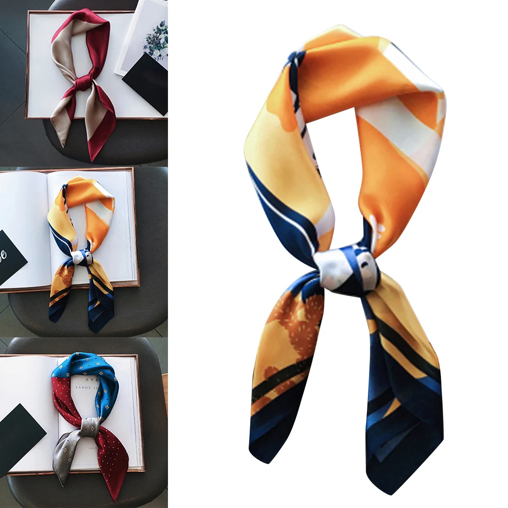 

Small Square Scarf Satin Neck Scarf Dots Floral Striped Neckerchief for Women Girl New