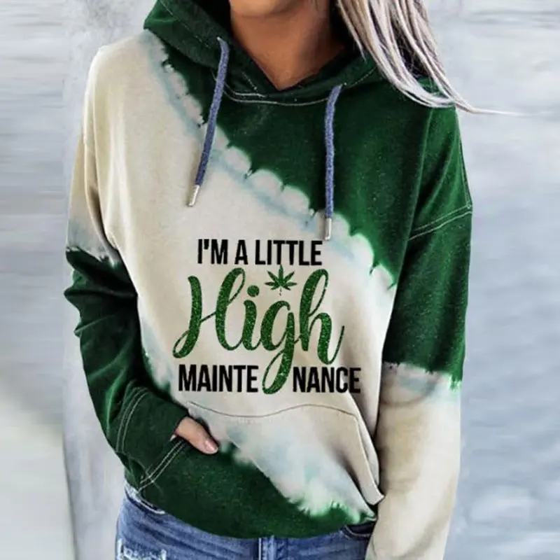 

Women's I'm a Little Hign Maintenance Casual Hooded Sweatshirt Long Sleeve Polyster Pullover Hoodies for Every Day FEA88