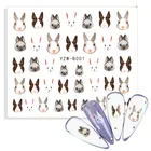 1 шт. милые наклейки из мультфильмов для ногтей Переводные Слайдеры для Ногтей Кролик клейкие наклейки аниме для DIY маникюр