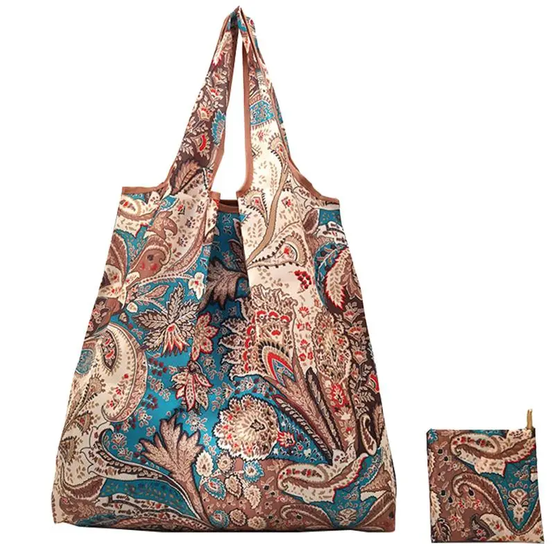 Shopping Bag Reusable Portable Grocery Tote Bag With Handle Big Size Thick Nylon Shopping Bag Foldable Food Bag Bolsa Plegable