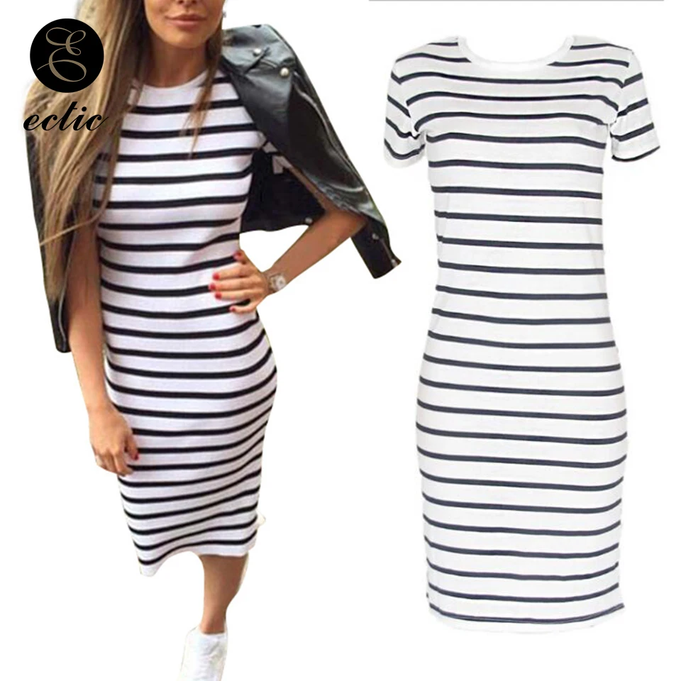 Лидер продаж продукта в 2021 Robe Ete осень черно белые полосатые туники платье на