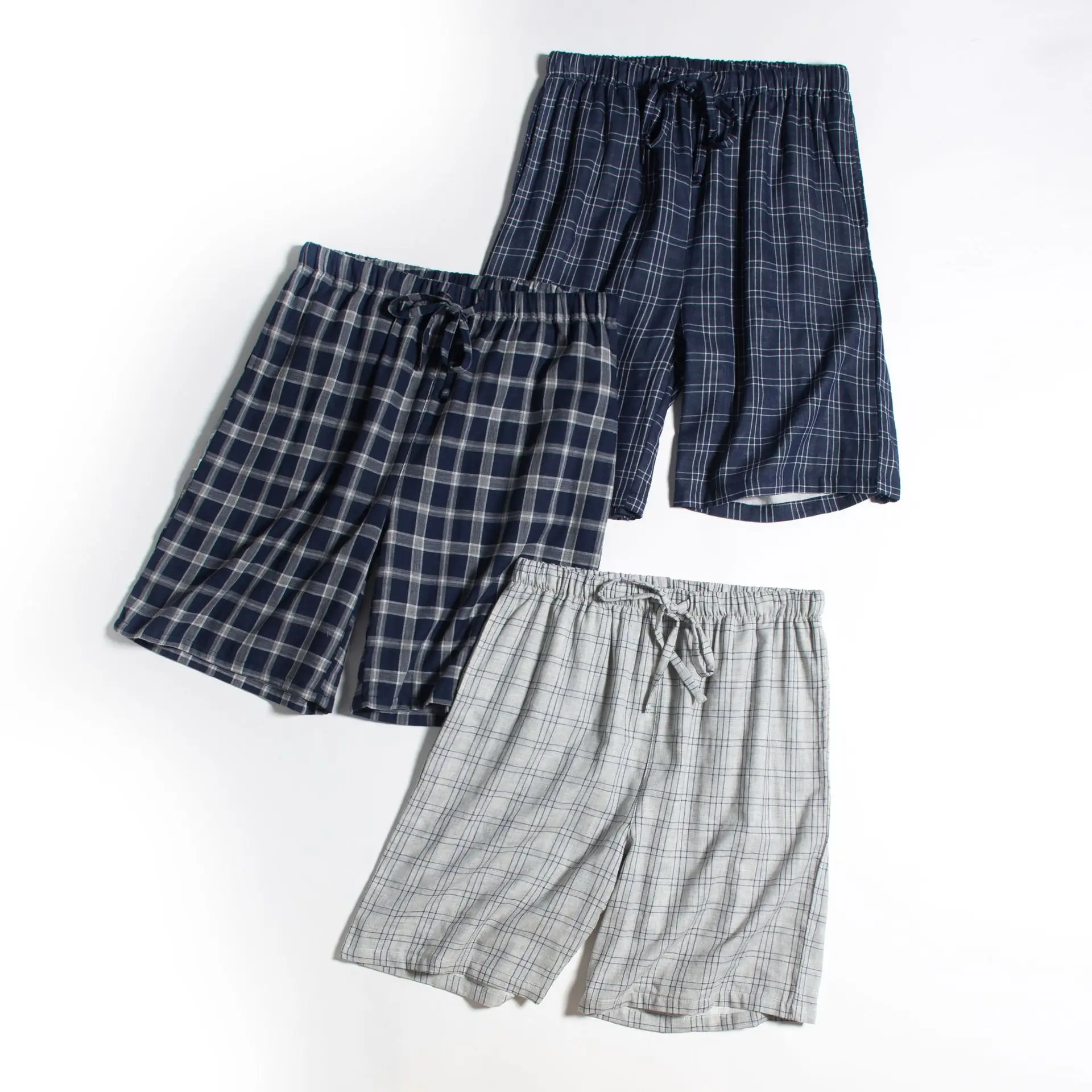 Летние пижамы хлопковые мужские двойные газовые шорты домашние штаны Пляжные