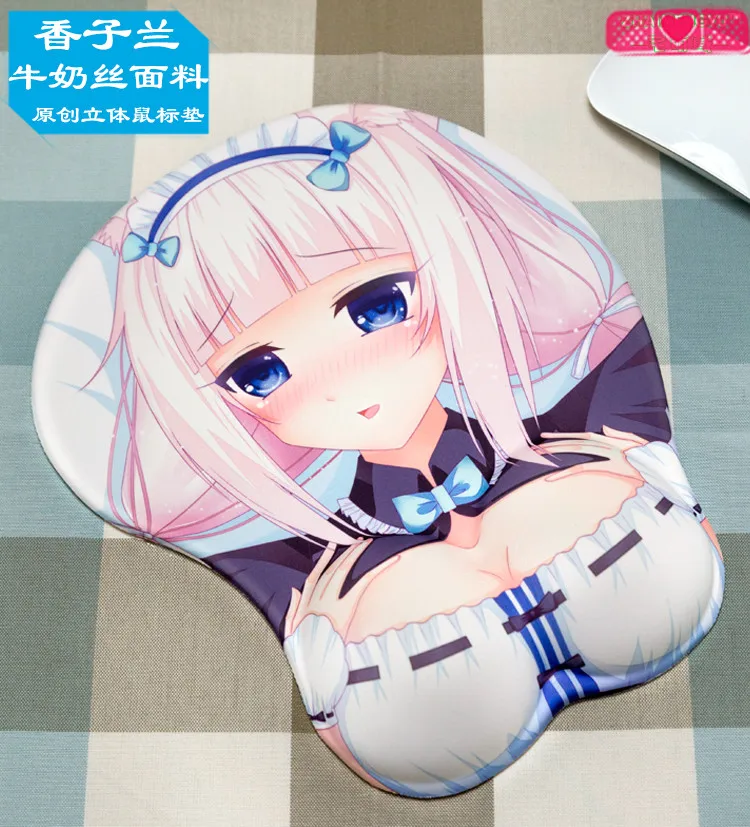 NEKOPARA-ваниль аниме 3D игровые коврики для мыши с силиконовой гелевая Подушка под запястье лайкра
