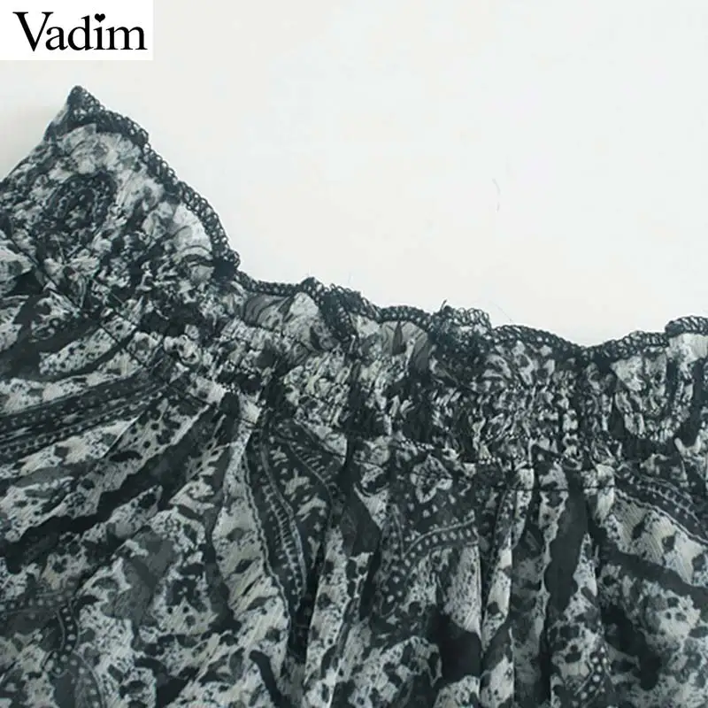 Vadim Женская модная блуза с рисунком Пейсли, длинный рукав, прозрачная рубашка, женские винтажные повседневные топы, блузы mujer LB455