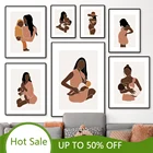 WTQ настенная Картина на холсте черная девушка беременная мама дети африканские скандинавские плакаты принты декор комнаты картины украшение дома