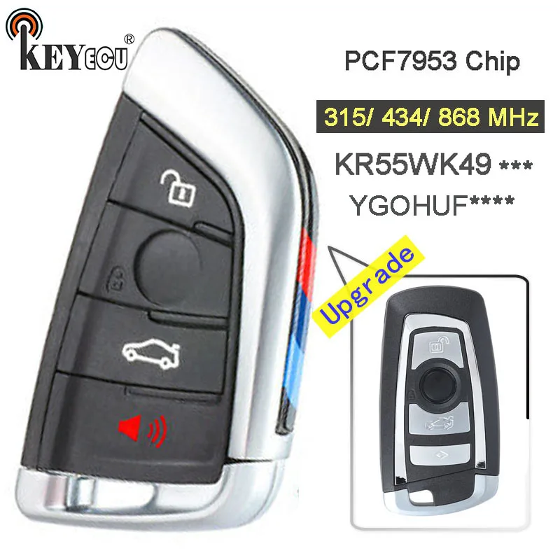 KEYECU 315/434/868 МГц PCF7953 чип CAS4 + Системы изменить 4 кнопки дистанционного ключа брелок