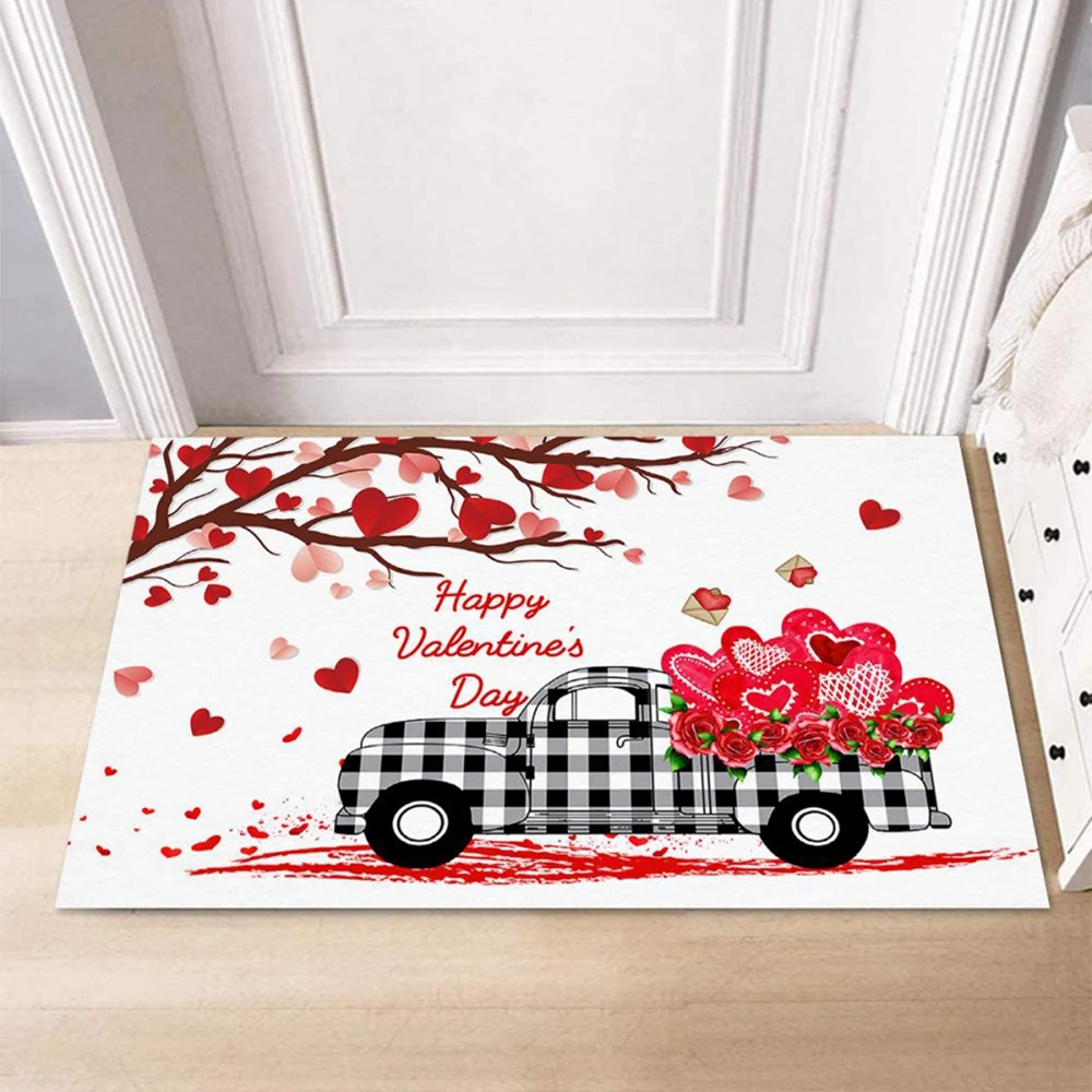 

Welcome Doormat Entrance Hallway Rectangle Valentine's Day Printed Carpet Non-Slip Floor Rugs Front Door Mat Outdoor Room Rugs