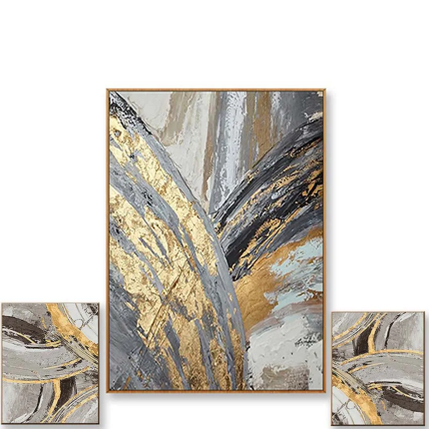 

Modern abstarct gold foil picture for home wall decoration pure handmade oil painting on canvas high quality art poster for room