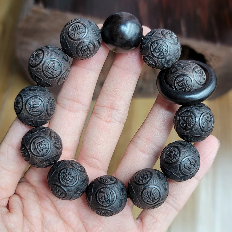 Натуральные черные деревянные бусины Тибетский буддистские инструменты 12 бусин