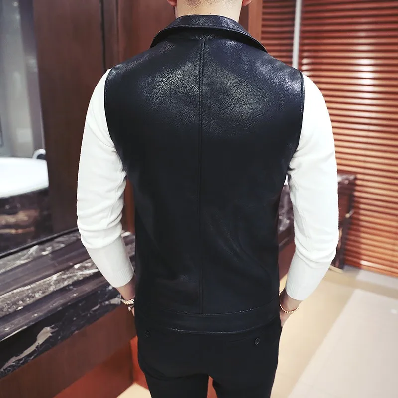 Мотоциклетные жилеты мужские осенние короткие корейские облегающие на молнии с