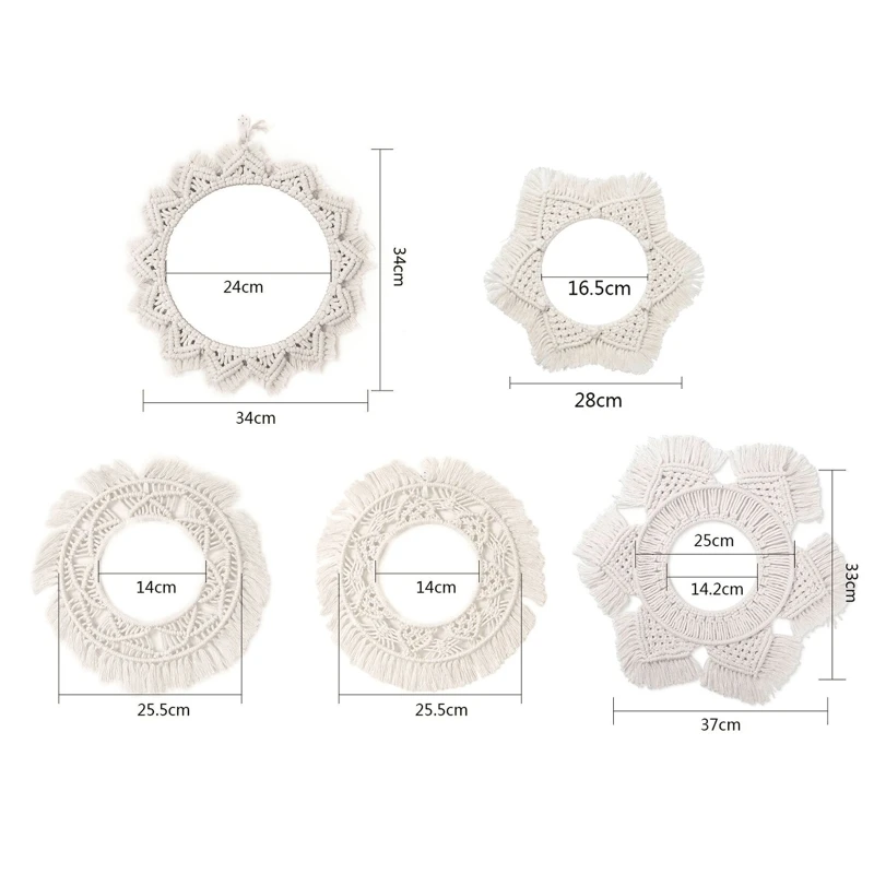 

Home Decor Macrame Mirror Handmade Tapestry Makeup Mirror Compact Bohemia Decoration Home Bedroom Decorative Mirrors Wall Mirror