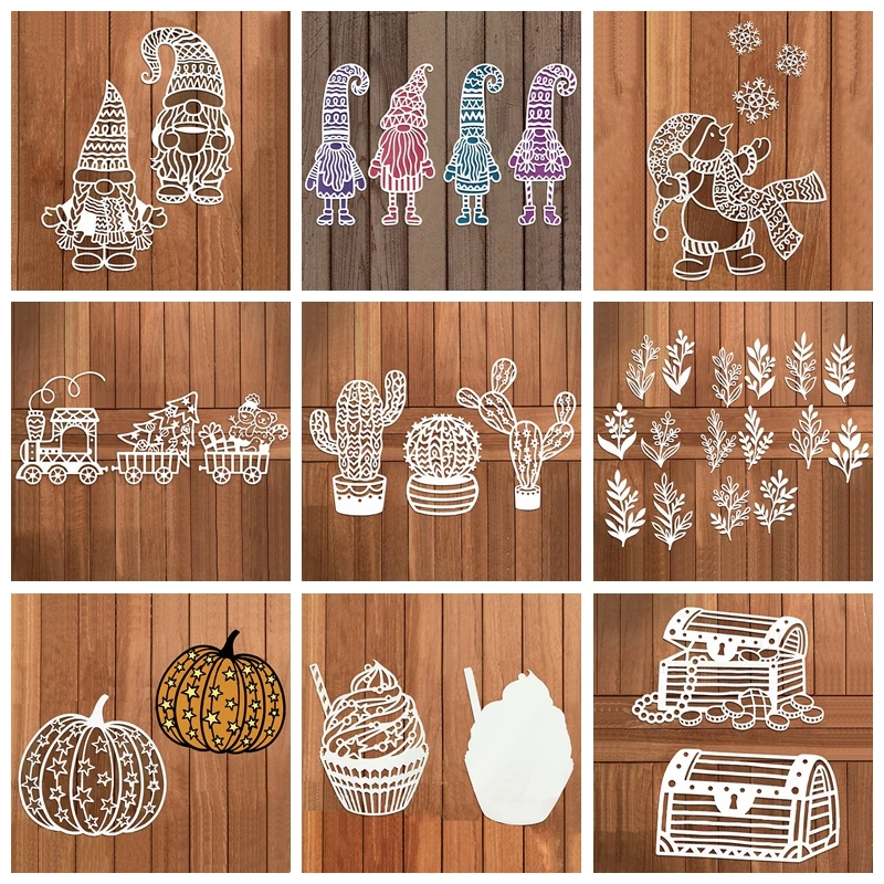 

Металлические Вырубные штампы для мороженого, коробка для сокровищ, поезда, гномы, кактус, листва, вырубные штампы для самостоятельной сбор...