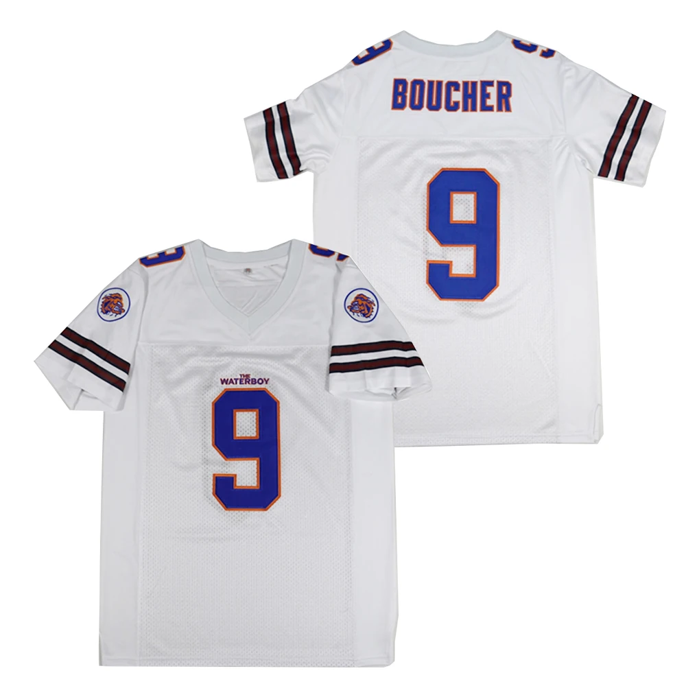 

BG American football jersey Thewaterboy 9 Boucher jerseys Embroidery sewing Outdoor sportswear Hip hop loose WHITE 2020