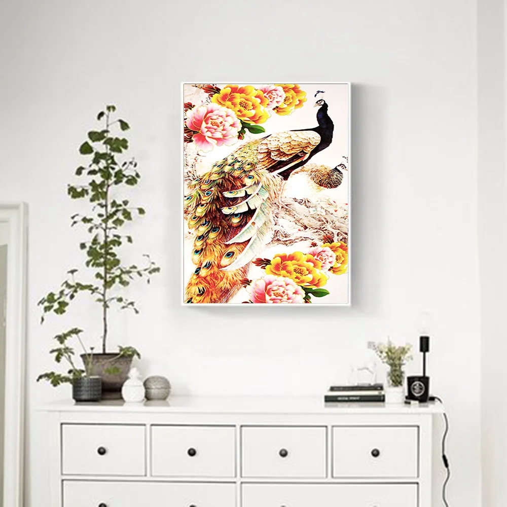 Набор для алмазной вышивки Павлин Huacan мозаика из квадратных/круглых страз сделай