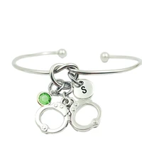 handcuffs forever creative initial letter monogram birthstone adjustable bracelet fashion jewelry women gift accessories pendant