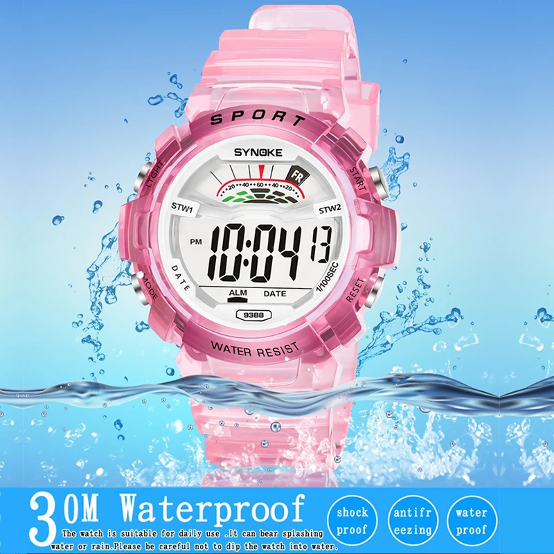 

Часы наручные SYNOKE для мальчиков и девочек-подростков, брендовые водонепроницаемые цифровые электронные многофункциональные унисекс для с...