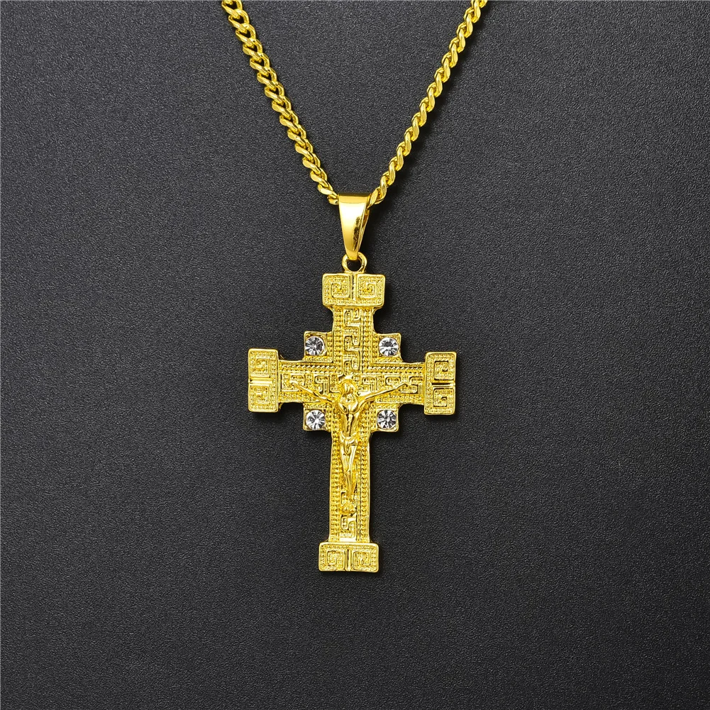 

New Jesus Cross Pendants Chain Necklace Fashion Man Female Jewelry Fashion Crystal Necklace Wholesale Wedding Jewelry Gifts