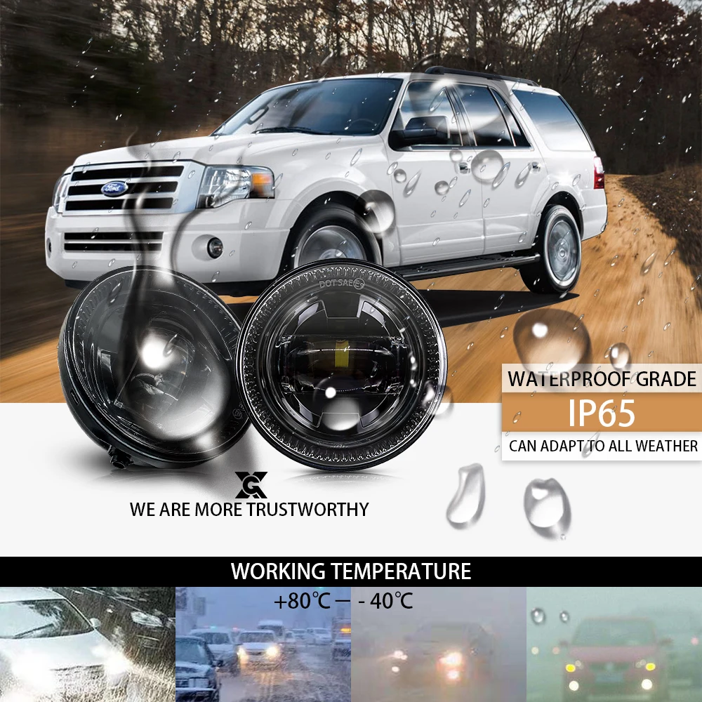 30W Round LED Fog Lights For Ford F150 Morimoto 2009-2014 Lamp 2400 Lumens Direct Fit | Car Headlight Assembly