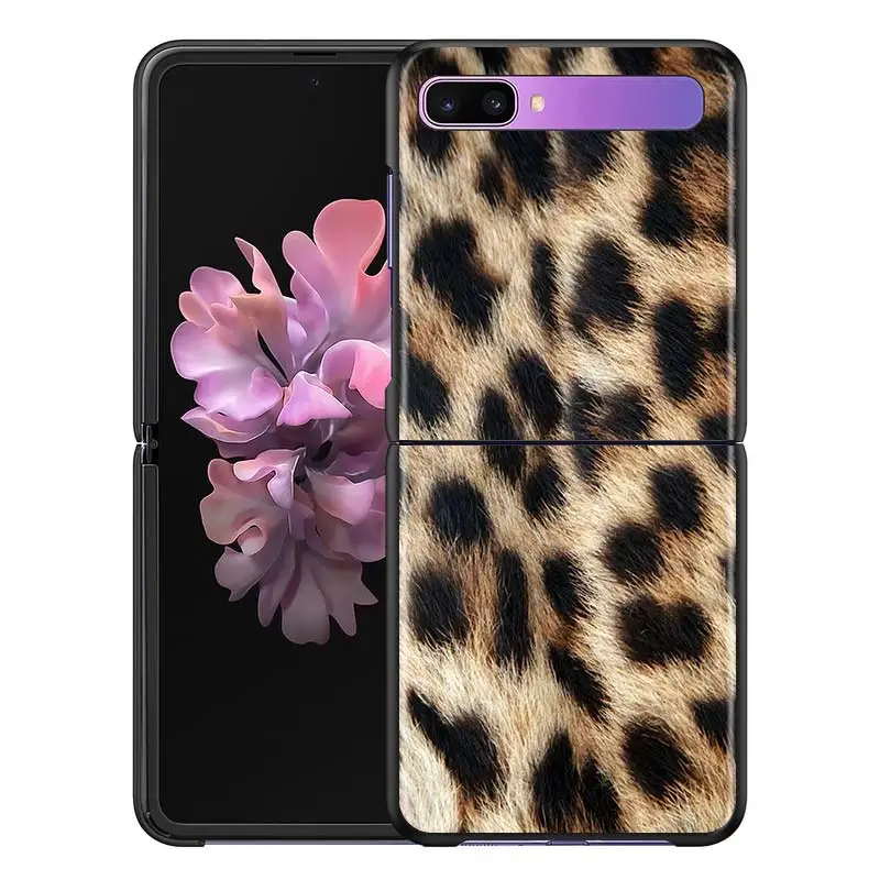 

Phone Case For Samsung Galaxy Z Flip Case for Galaxy Z Flip 6.7" Black Hard PC Cover Couqe Sexy Leopard Print Panther Back Shell