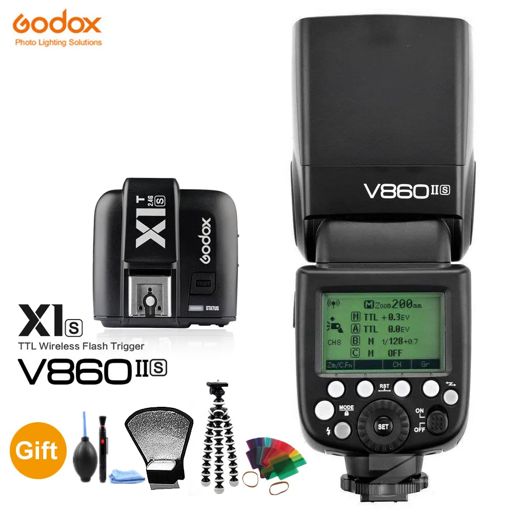 Фотовспышка Godox V860II S HSS 1/8000 с литий ионным аккумулятором + фотопередатчик для