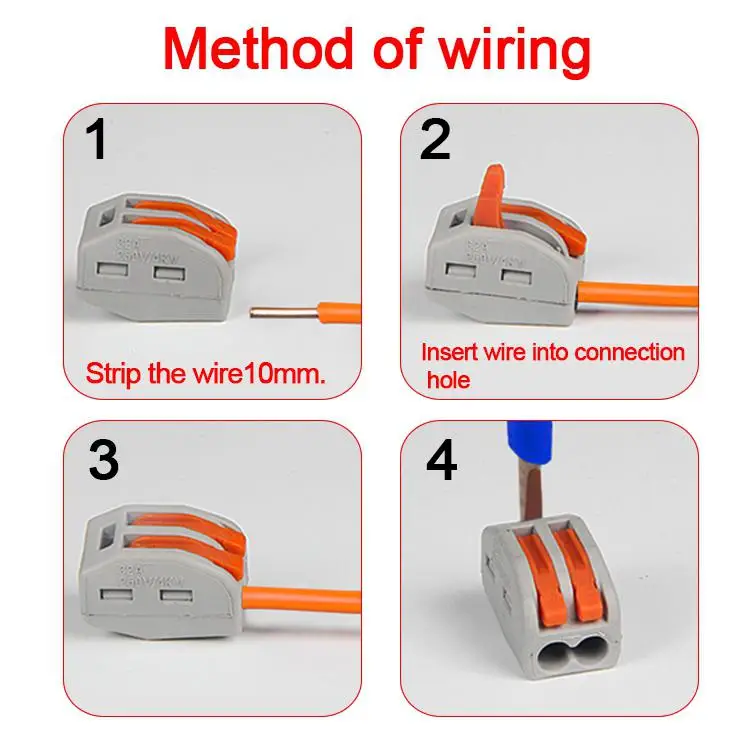 

10pcs 2/3/5 Pole Electric Cable Wire Connector Reuseable Spring Lever Terminal Block
