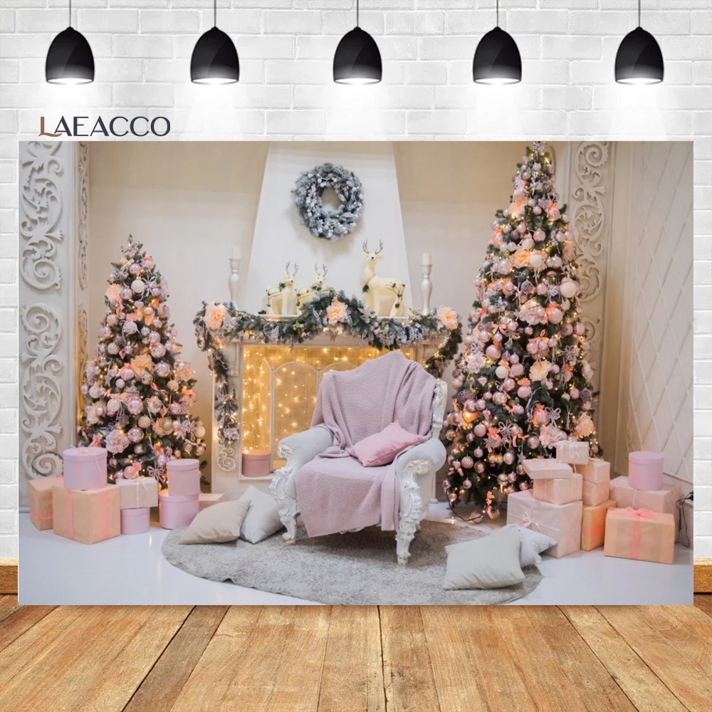 

Laeacco Рождественская елка подарок олень интерьер винтажный Декор фотосессия фон ребенок портрет Индивидуальные фотографии фоны