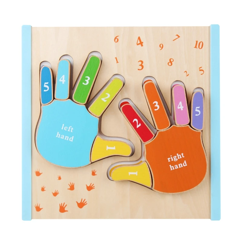 

Shape Puzzle Matching Counting Finger Palm Game Color Number Sorting Wooden Board Kids Math Stacking Preschool Games