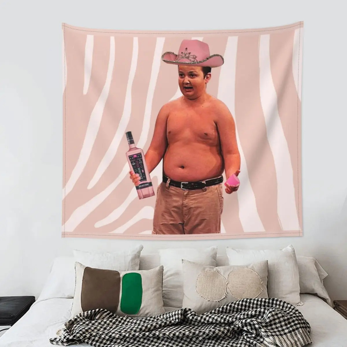 Гибби Мем Розовая Текстильная Подвеска На Стену Из Полиэстера С Надписью ICarly, Забавный Фэнтезийный Ковер-Плед Для Декорирования И Использования На Йоге.