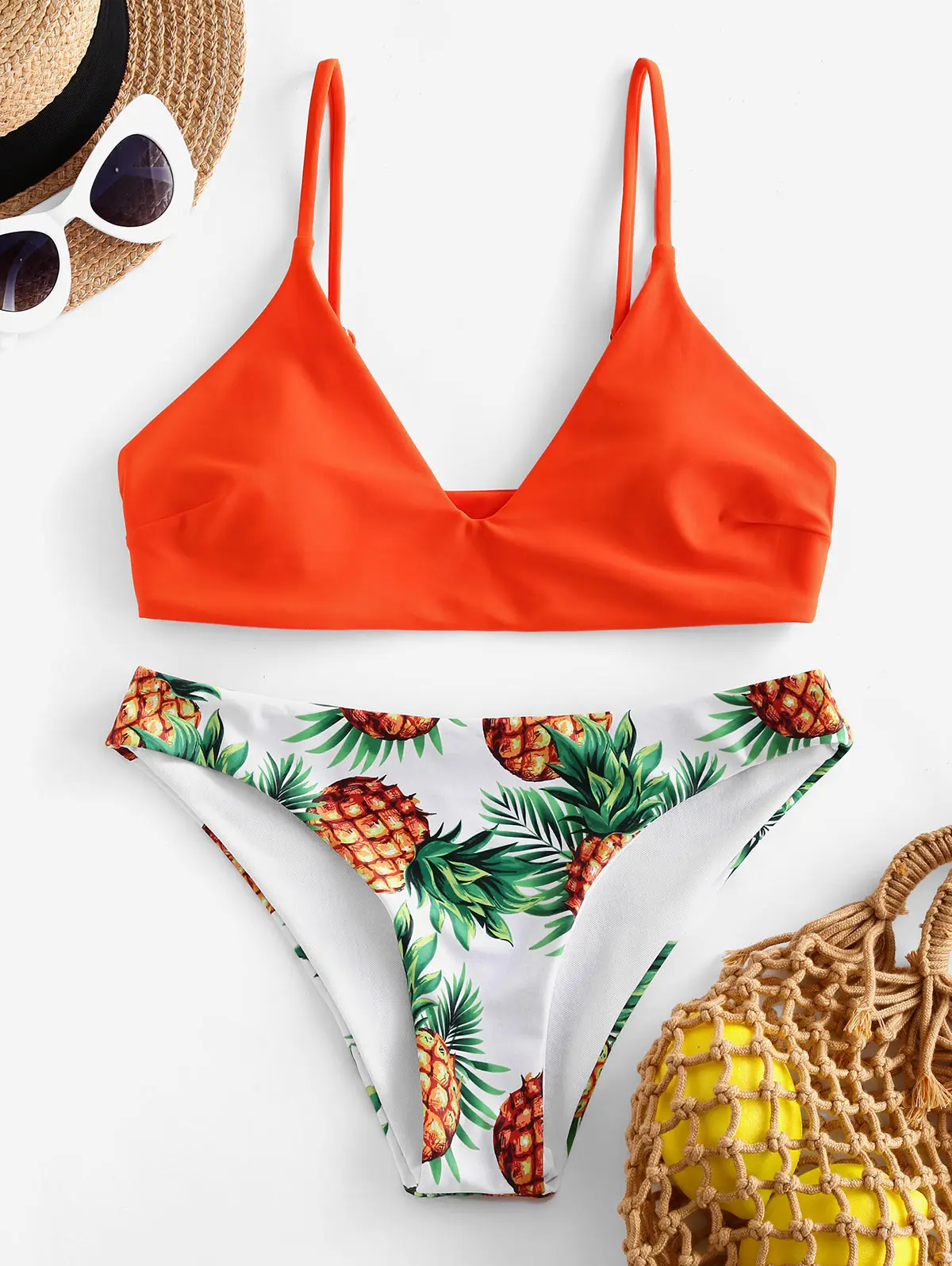 ZAFUL лист ананаса контрастное бикини купальник 2019 Новый Спагетти ремни купальный