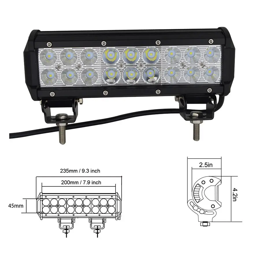 1PC 54W No Wire 1/2 шт. 18 Вт 36 Вт 72W фары для 108 Вт Светодиодный светильник бар Подсветка 12v точечное освещение комбинированный балка для грузовика трактор ATV SUV 4X4 4WD внедорожный головной светильник s - Цвет: 1PC 54W No Wire