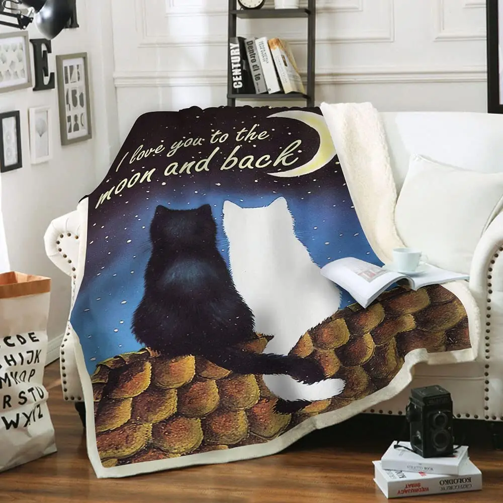 

Black and White Cat Blanket - Gift for Cat Lover - Custom Fleece Blanket