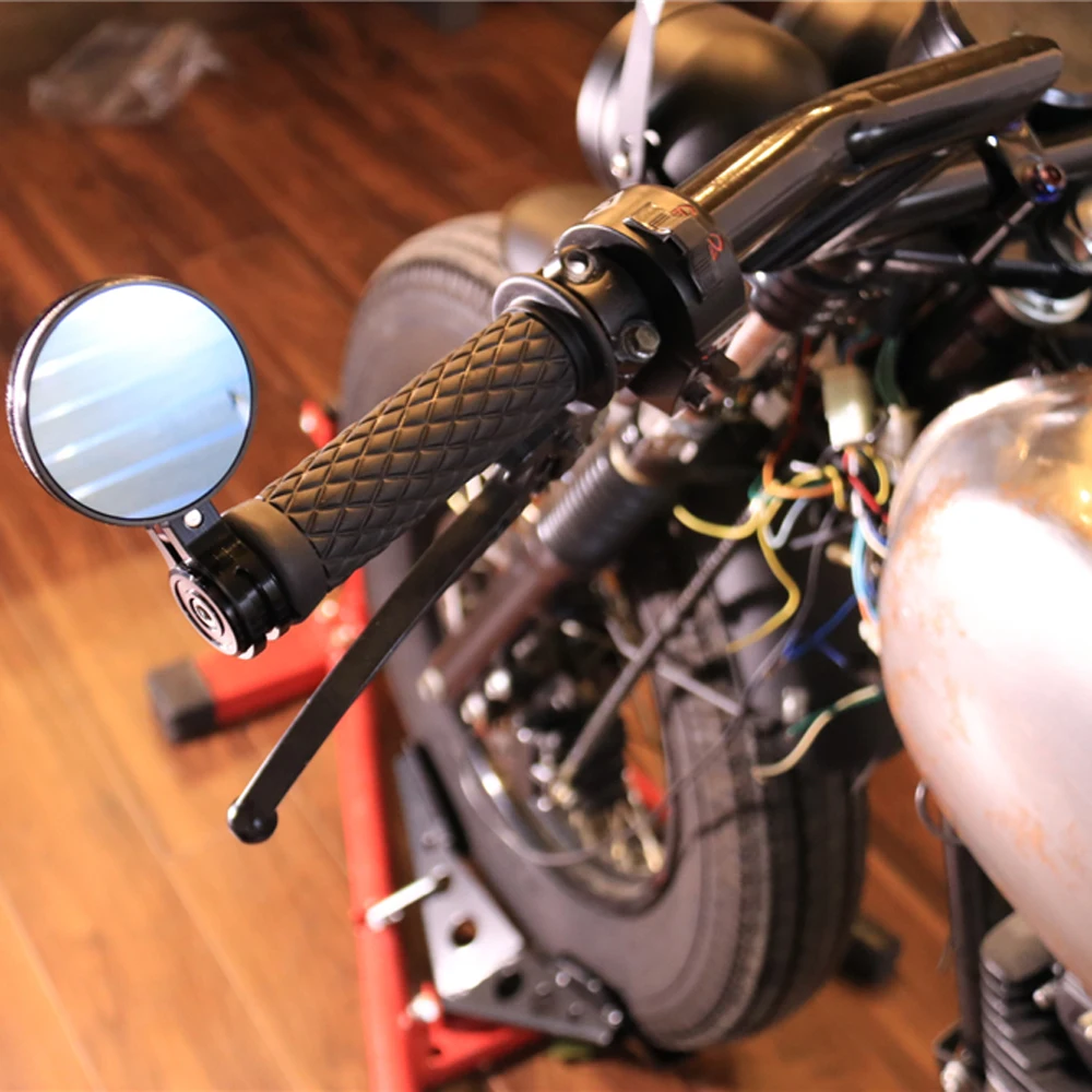 Мотоциклетные зеркала заднего вида из алюминиевого сплава с ЧПУ синее стекло