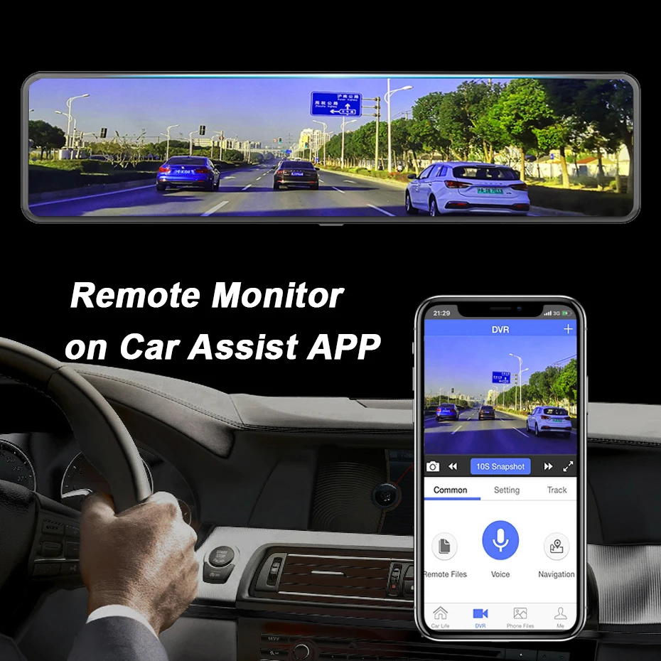 WHEXUNE 12 &quot4G Wi-Fi Автомобильный видеорегистратор с сенсорным экраном Android 8 1 GPS