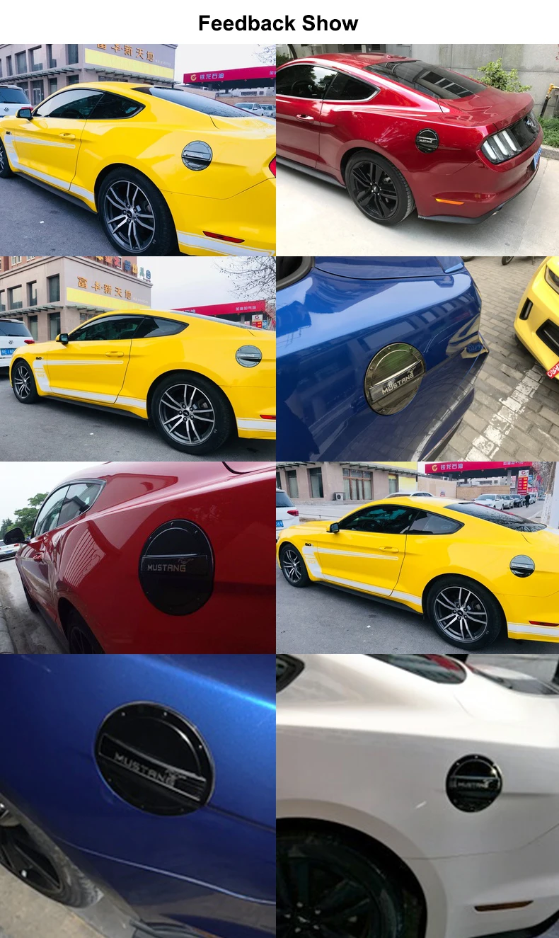 QHCP Fuel Tank Covers Gas Lid Filler Cap Exterior Parts Tank Cap Cover Stainless Steel For Ford Mustang
