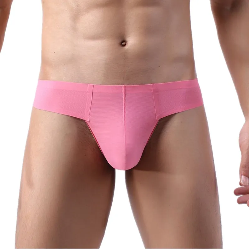 

Стринги мужские, шелковые, бесшовные, однотонные, дышащие, с низкой посадкой, сексуальное нижнее белье для геев, M-XXL