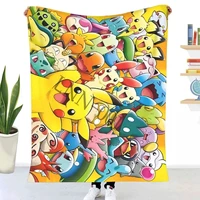 cute cartoon character pokemon blanket pikachu blanket soft flannel fleece lightweight throw blanket for couch sofa bed 50x40
