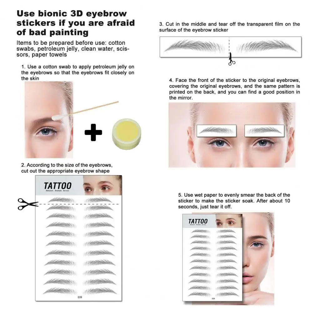 

Eyebrow Sticker Waterproof Hair-Like 3D Long Lasting Eyebrows Tattoo Makeup Patches for Female
