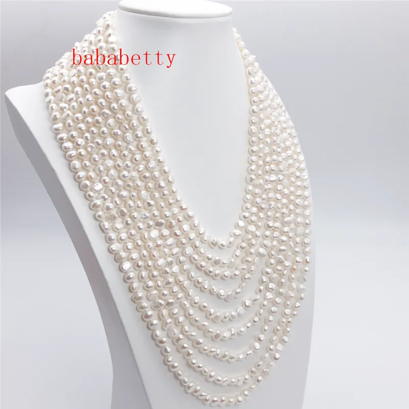Ожерелье из пресноводного жемчуга в стиле барокко 9 нитей 6 7 мм|pearl nacklace|pearl sideways