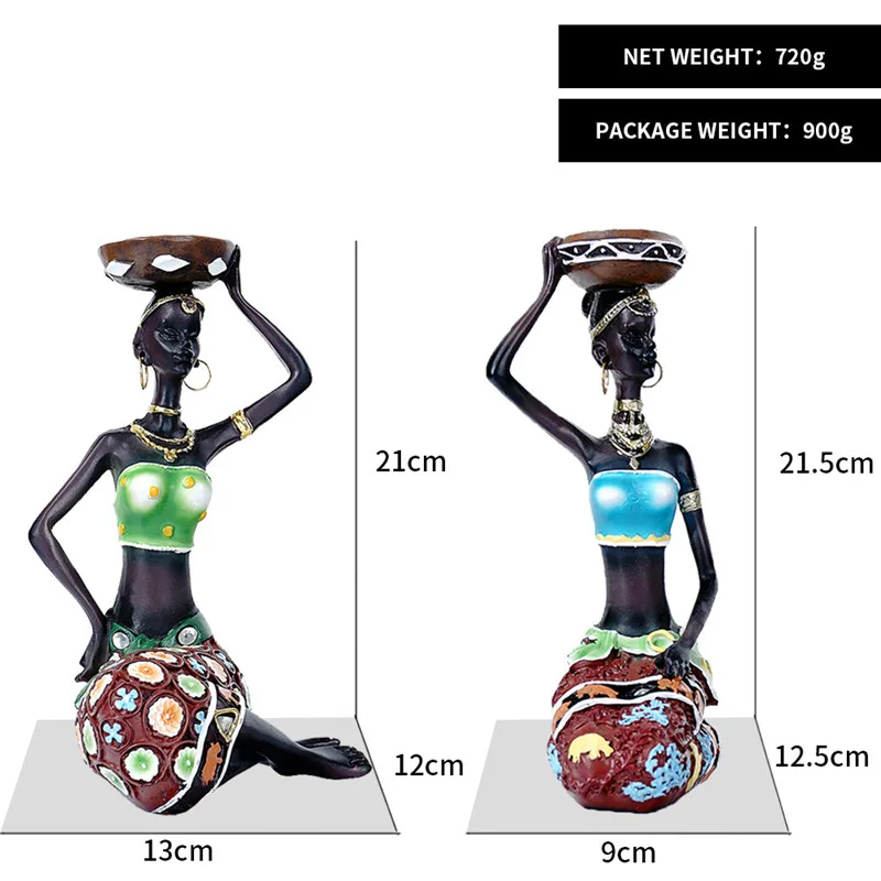 

Action Figure 2 PCS Set European Style Black Woman Candlestick Decoration Lady Figurines for Interior Sculptures Home Decor Loft